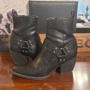 Black Western Leather Booties